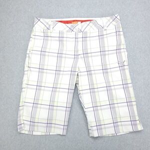 Puma Women's Plaid Golf Shorts White Purple Green Size 6 E USPDRY 32W